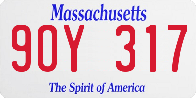 MA license plate 9OY317