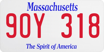 MA license plate 9OY318