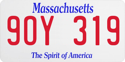 MA license plate 9OY319