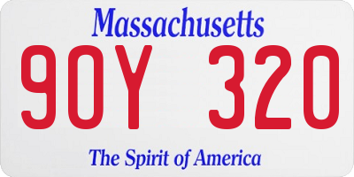MA license plate 9OY320