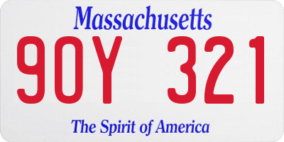 MA license plate 9OY321