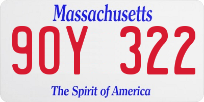 MA license plate 9OY322
