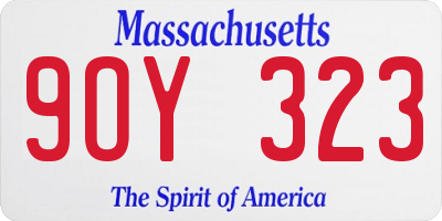 MA license plate 9OY323
