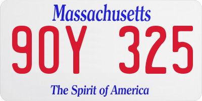 MA license plate 9OY325