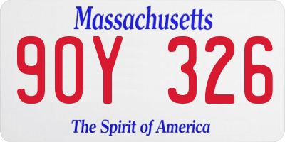 MA license plate 9OY326