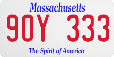 MA license plate 9OY333