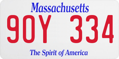 MA license plate 9OY334