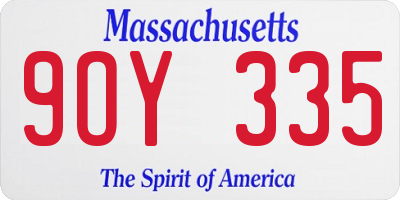 MA license plate 9OY335
