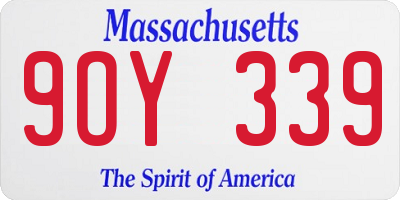 MA license plate 9OY339