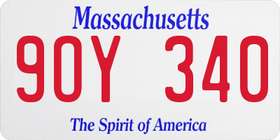 MA license plate 9OY340