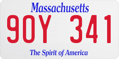 MA license plate 9OY341