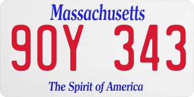 MA license plate 9OY343