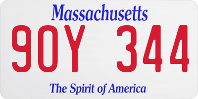 MA license plate 9OY344