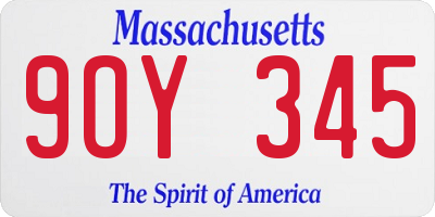 MA license plate 9OY345