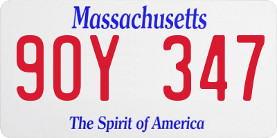 MA license plate 9OY347