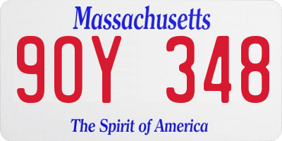 MA license plate 9OY348