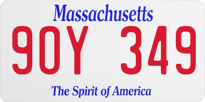 MA license plate 9OY349