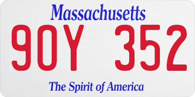MA license plate 9OY352