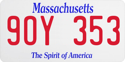 MA license plate 9OY353