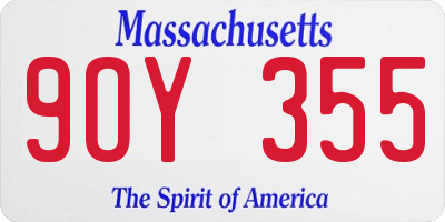 MA license plate 9OY355