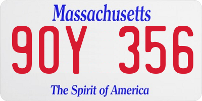 MA license plate 9OY356