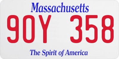 MA license plate 9OY358