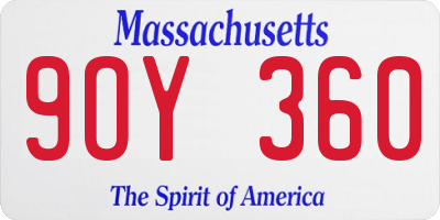 MA license plate 9OY360