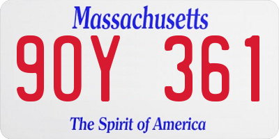 MA license plate 9OY361