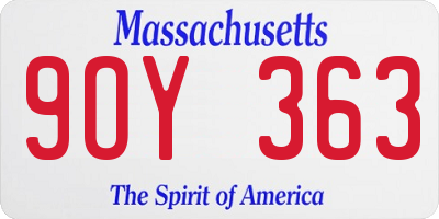 MA license plate 9OY363