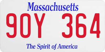 MA license plate 9OY364
