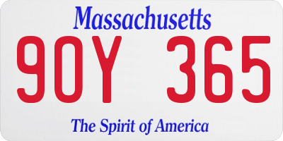 MA license plate 9OY365