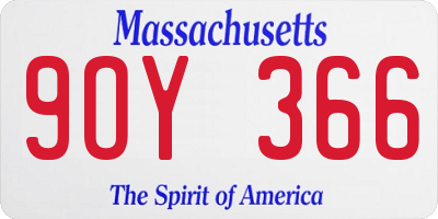 MA license plate 9OY366