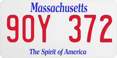 MA license plate 9OY372