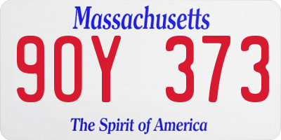 MA license plate 9OY373