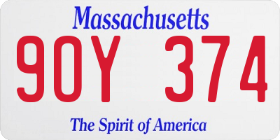 MA license plate 9OY374