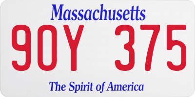 MA license plate 9OY375