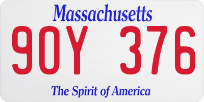 MA license plate 9OY376