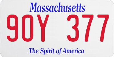 MA license plate 9OY377