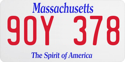 MA license plate 9OY378