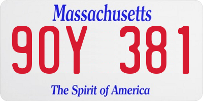 MA license plate 9OY381