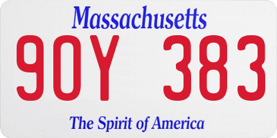 MA license plate 9OY383