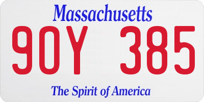 MA license plate 9OY385
