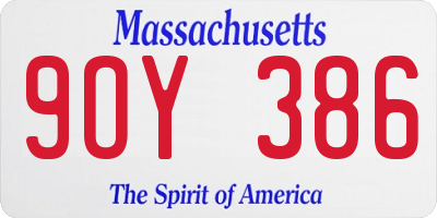 MA license plate 9OY386