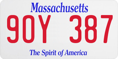 MA license plate 9OY387