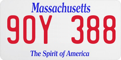 MA license plate 9OY388