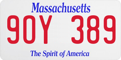 MA license plate 9OY389