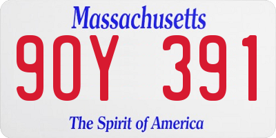 MA license plate 9OY391
