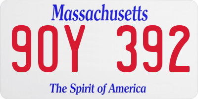 MA license plate 9OY392