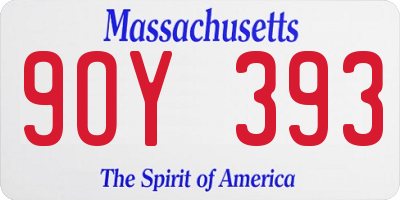 MA license plate 9OY393