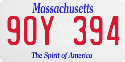 MA license plate 9OY394